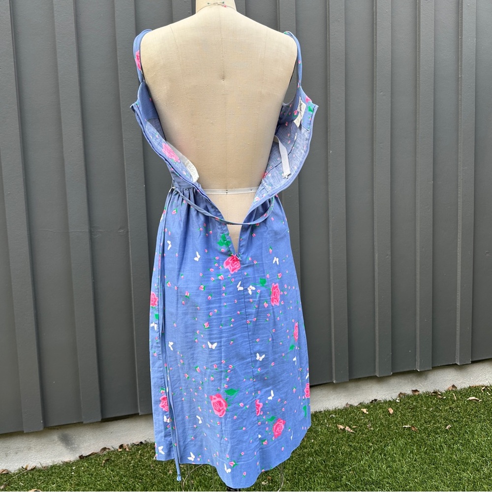 Vintage Malia Honolulu Periwinkle Floral Strappy Sun Dress - Picture 5 of 14